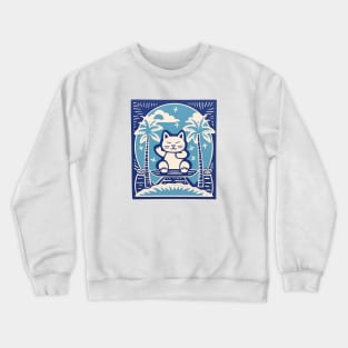 Zen Linocut Cat Crewneck Sweatshirt